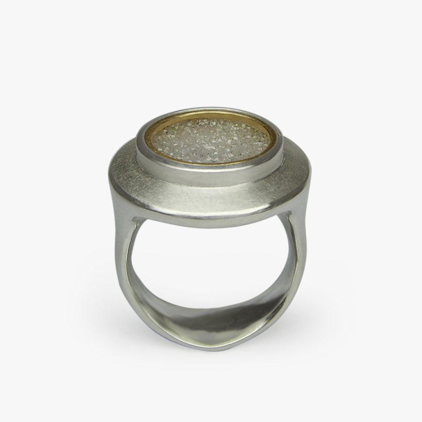 Ring Quarzkristalle Silber Gold
